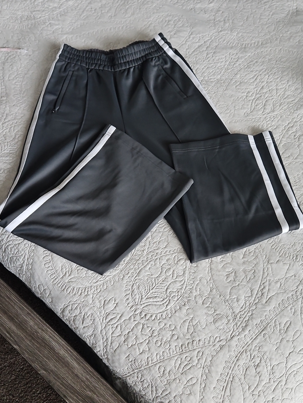 Athleta Black Track Pant with White Side Stripes - Petite 28" Inseam